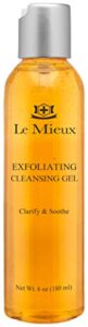 le mieux exfoliating cleansing gel - deep pore lactic & salicylic acid face wash with hyaluronic acid & aloe, ideal for oily or blemish-prone skin, no parabens or sulfates (6 oz / 180 ml)