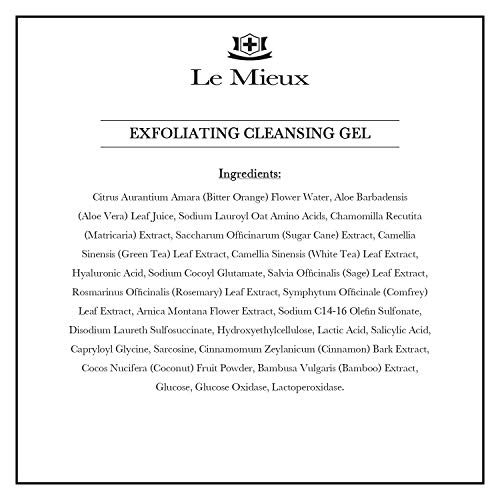 Le Mieux Exfoliating Cleansing Gel - Deep Pore Lactic & Salicylic Acid Face Wash with Hyaluronic Acid & Aloe, Ideal for Oily or Blemish-Prone Skin, No Parabens or Sulfates (6 oz / 180 ml)