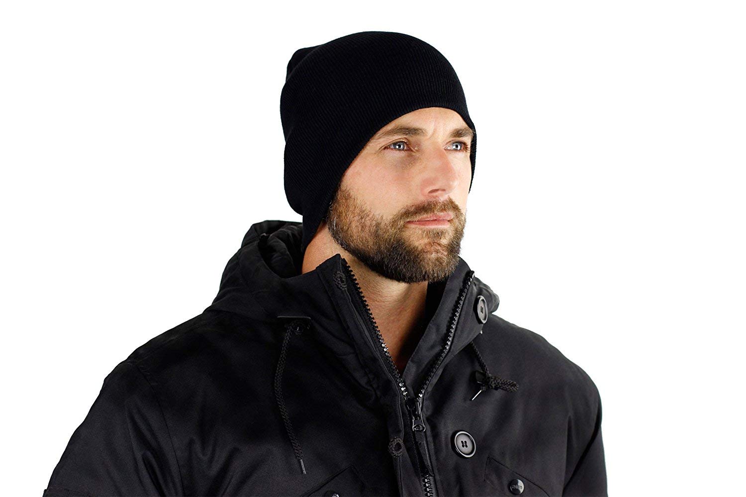 Everything Black 9" Skull Cap Beanie That Will Fit Your Head Perfect Black