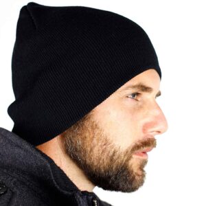 Everything Black 9" Skull Cap Beanie That Will Fit Your Head Perfect Black