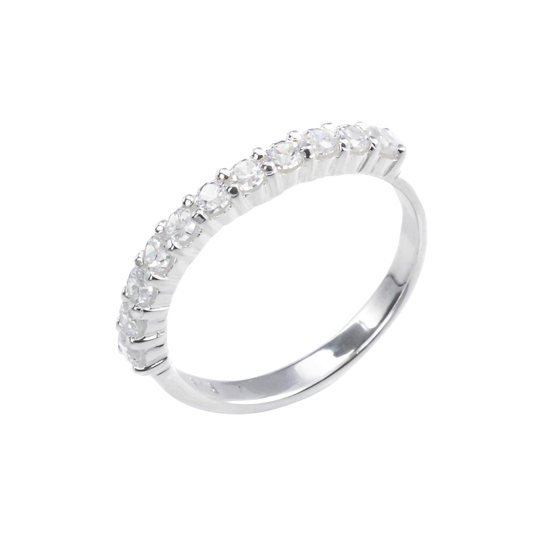 Silverly Women's 925 Sterling Silver Cubic Zirconia Half Eternity Stone Stackable Ring