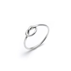 Silverly Women's .925 Sterling Silver Make A Wish Love Knot Thin Ring, Size: US 8