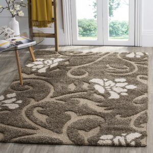 SAFAVIEH Florida Shag Collection Accent Rug - 3'3" x 5'3", Smoke & Beige, Non-Shedding & Easy Care, 1.2-inch Thick Ideal for High Traffic Areas in Foyer, Living Room, Bedroom (SG464-7913)