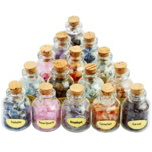 sunyik 9 mini gemstone bottles chip crystal healing tumbled gem reiki wicca stones set