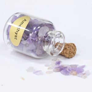 SUNYIK 9 Mini Gemstone Bottles Chip Crystal Healing Tumbled Gem Reiki Wicca Stones Set