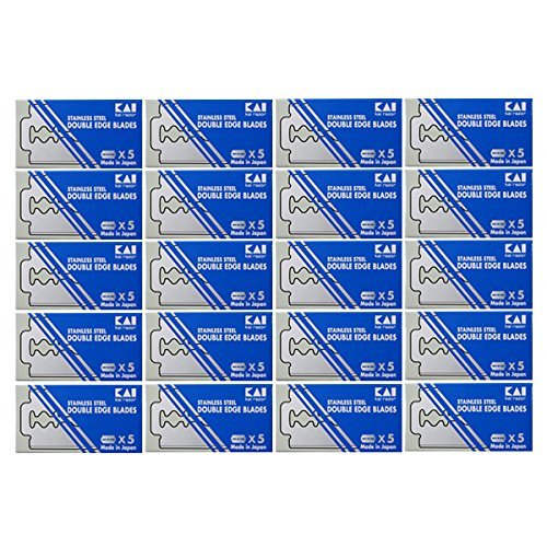 100 Kai Stainless Steel Double Edge Safety Razor Blades (20 x 5) , Made in Japan