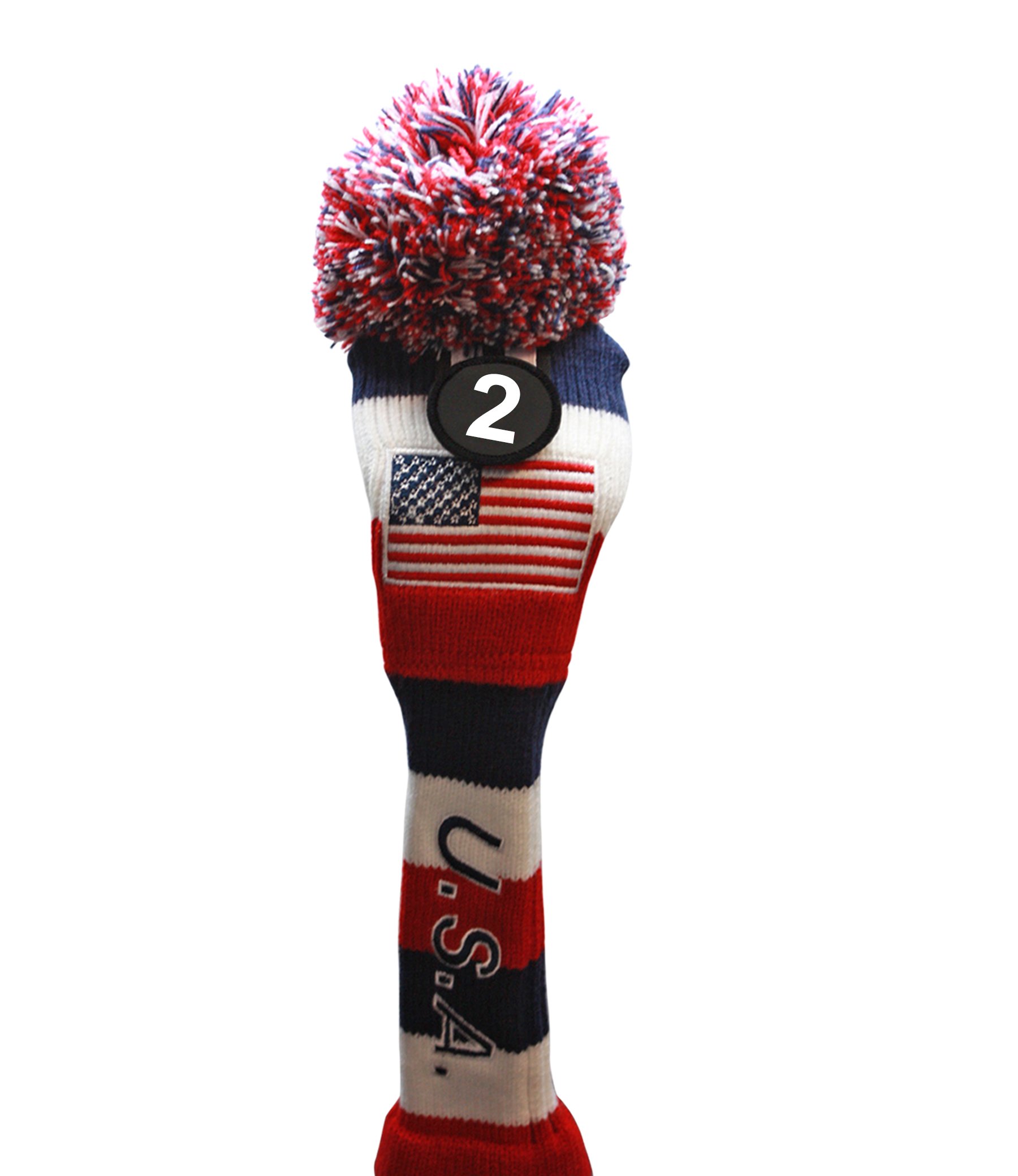 USA Majek #2 Hybrid Golf Pom Pom Knit Rescue Utility Club Head Cover