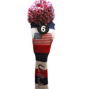 USA Majek #6 Hybrid Golf Pom Pom Knit Rescue Utility Club Head Cover