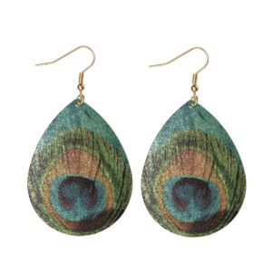 Peacock Tail Shimmer Earrings with Fish Hook Post (2)