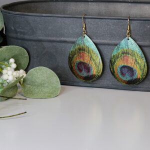 Peacock Tail Shimmer Earrings with Fish Hook Post (2)