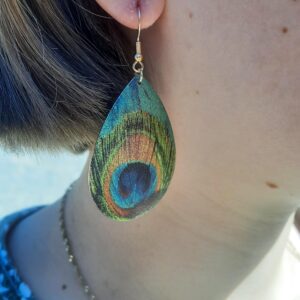 Peacock Tail Shimmer Earrings with Fish Hook Post (2)