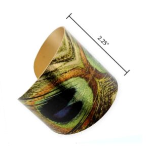 Rain Jewelry Peacock Tail Feather Wide Cuff Bracelet