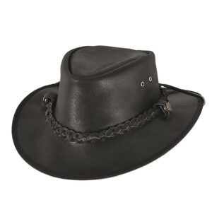 bullhide men's cessnock leather western cowboy hat 3" brim, black, large