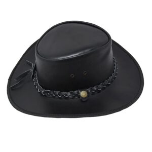 BULLHIDE Men's Cessnock Leather Western Cowboy Hat 3" Brim, Black, Large