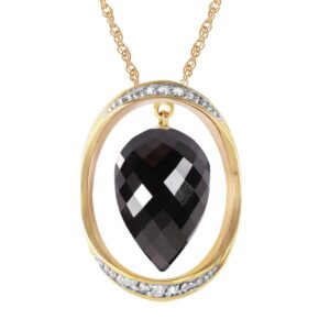 galaxy gold gg 12.35 ct. 14k 22" yellow gold necklace with diamonds and briolette pointy drop black spinel