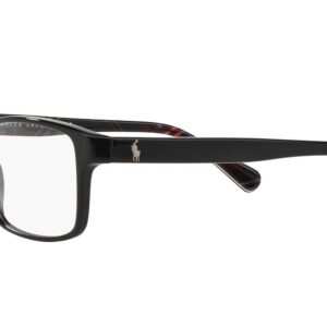 Polo Ralph Lauren Men's PH2123 Rectangular Prescription Eyewear Frames, Shiny Black/Demo Lens, 56 mm