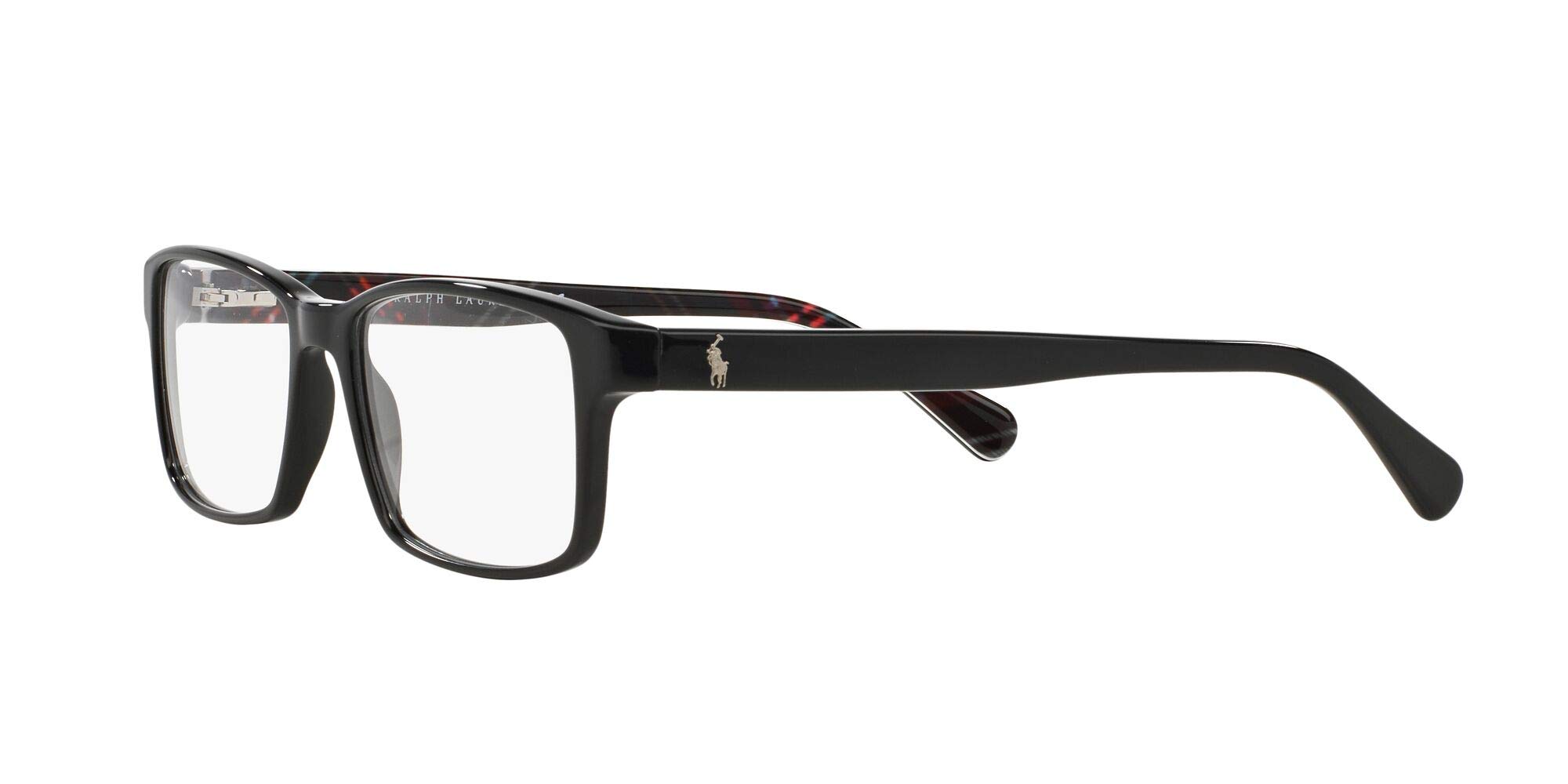 Polo Ralph Lauren Men's PH2123 Rectangular Prescription Eyewear Frames, Shiny Black/Demo Lens, 56 mm