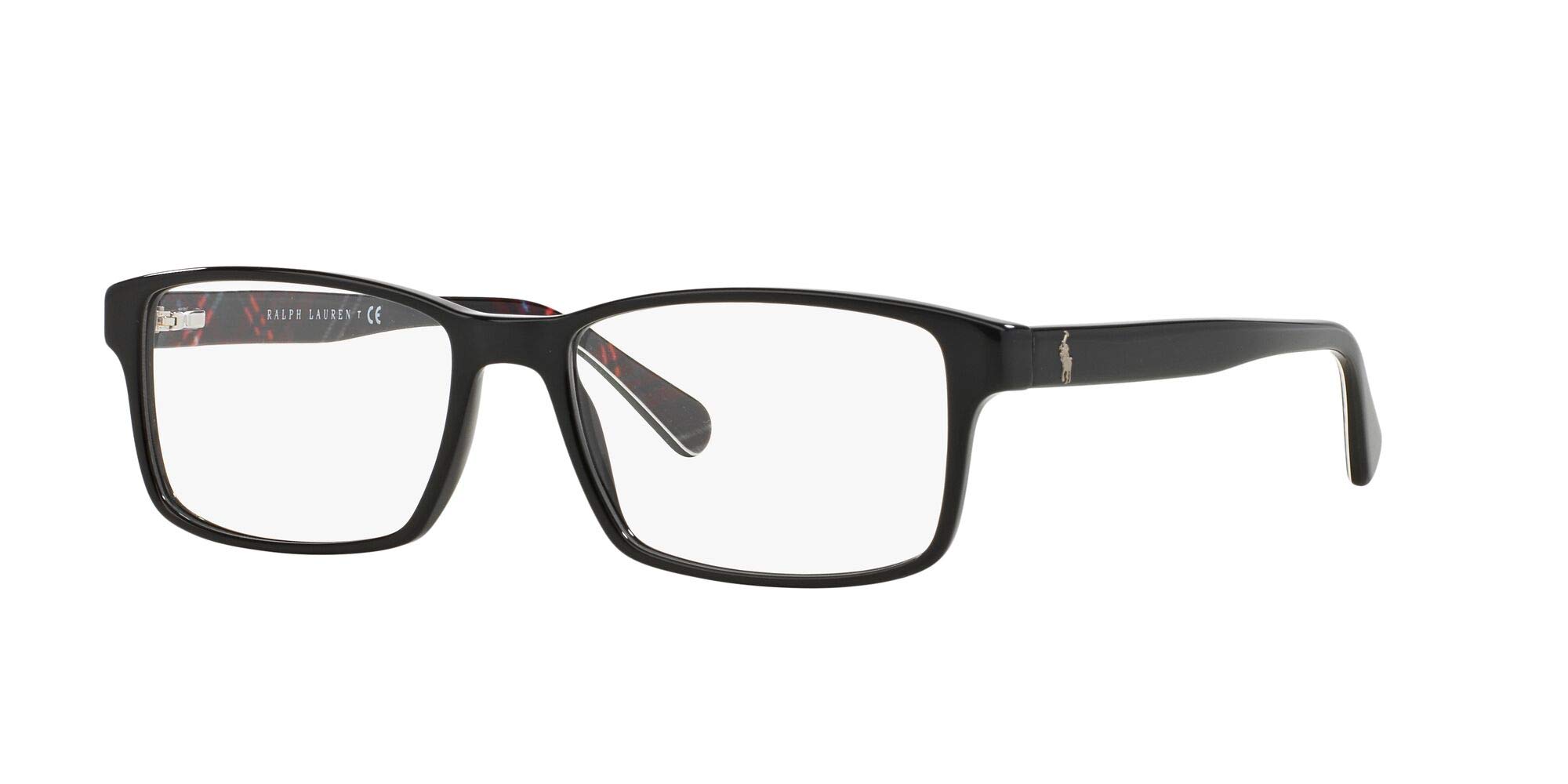 Polo Ralph Lauren Men's PH2123 Rectangular Prescription Eyewear Frames, Shiny Black/Demo Lens, 56 mm