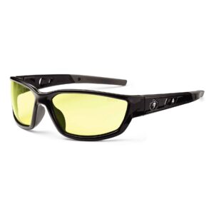 Ergodyne Skullerz Kvasir Safety Glasses - Black Frame, Yellow Lens