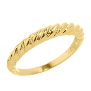 stackable 10k yellow gold mid finger twisted knot knuckle ring, size 7