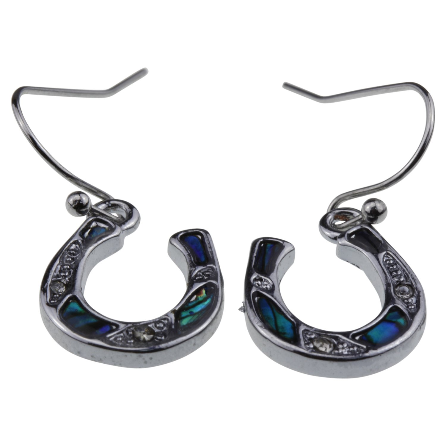 Horseshoe Earrings | Brilliant Natural Abalone | Hypoallergenic Silver & Green Paua Shell | Turquoise Color