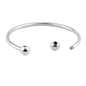 rubyca 10pcs white silver plated bangle bracelet screw end ball cuff charm beads diy jewelry