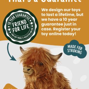 Living Nature Highland Cow Brown Stuffed Animal | Farm Toy with Sound | Soft Toy Gift for Kids | Naturli Eco-Friendly Plush | 9 Inches