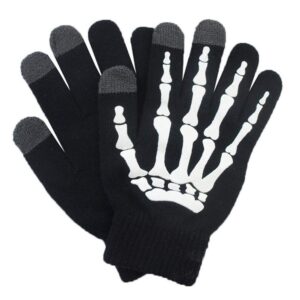 Glovion Skeleton Gloves Winter Gloves for Women Touch Screen Gloves Unisex Skull Full Finger Gloves for Christmas Party Costume Adult Skeleton Hand Gloves