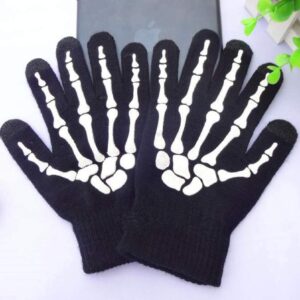 Glovion Skeleton Gloves Winter Gloves for Women Touch Screen Gloves Unisex Skull Full Finger Gloves for Christmas Party Costume Adult Skeleton Hand Gloves