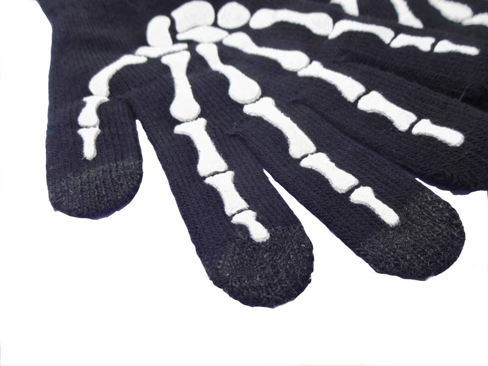 Glovion Skeleton Gloves Winter Gloves for Women Touch Screen Gloves Unisex Skull Full Finger Gloves for Christmas Party Costume Adult Skeleton Hand Gloves