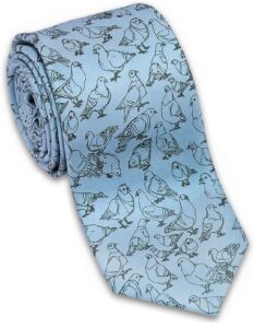 josh bach men's pigeons birds tie, silk necktie blue, made in usa