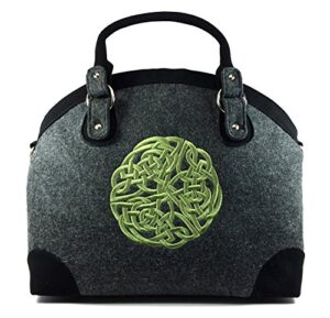 irish tote handbag for women celtic knot wool & leather purse made in ireland