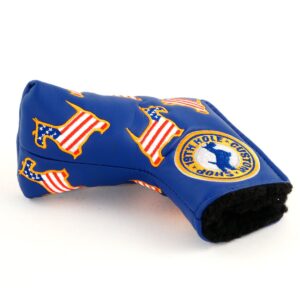 US Flag Dancing Scottie Dog Golf Headcover for Blade Putter, Blue