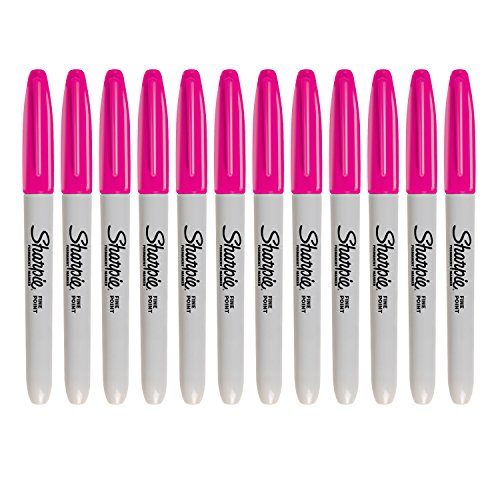 Sharpie Permanent Marker, Fine Point, Magenta, 12 Count (32081)