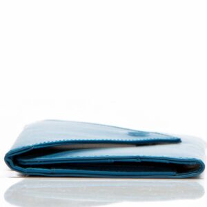 Big Skinny Women's Slimvelope Leather Tri-Fold Checkbook Slim Wallet, Holds Up to 40 Cards, Ocean Blue