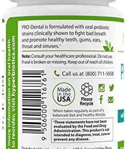 Hyperbiotics Pro Dental Probiotic with BLIS K12 and M18 | Premium Vegan Oral Probiotic for Teeth and Gums | Bad Breath Treatment for Adults | Sugar Free | Mint Chewable Tablet | 45 Count