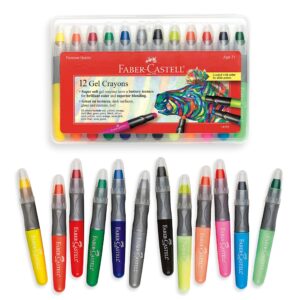 faber-castell gel crayons - 12 vibrant colors in durable storage case