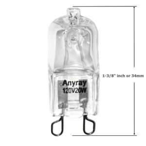 Anyray A1712S (10)-Bulbs 20 Watt G9 SHORT T4 20W Clear Halogen light looped 120V 20Watt 1-3/8" long