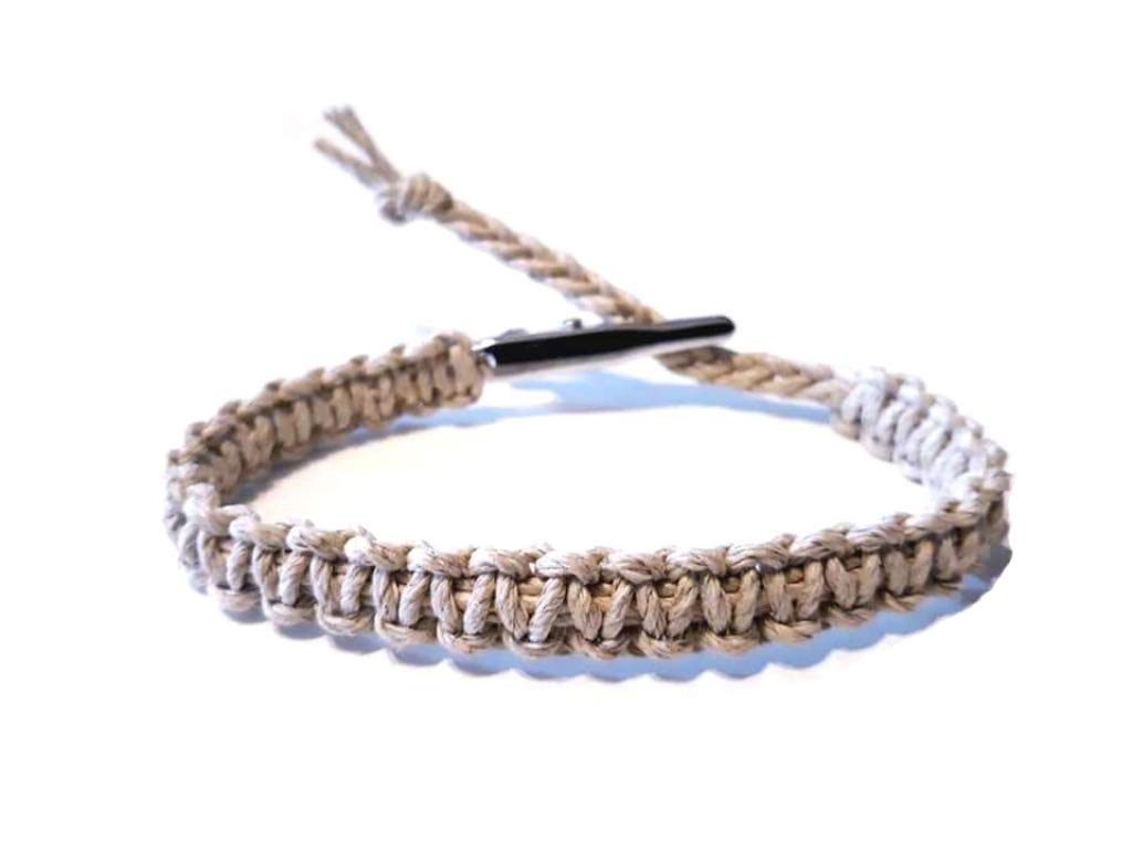 Hempnotic Jewelry Adjustable Alligator Clip Natural Hemp Bracelet - Handmade