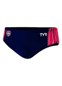 tyr men's phoenix splice water polo suit, navy/red, size 34