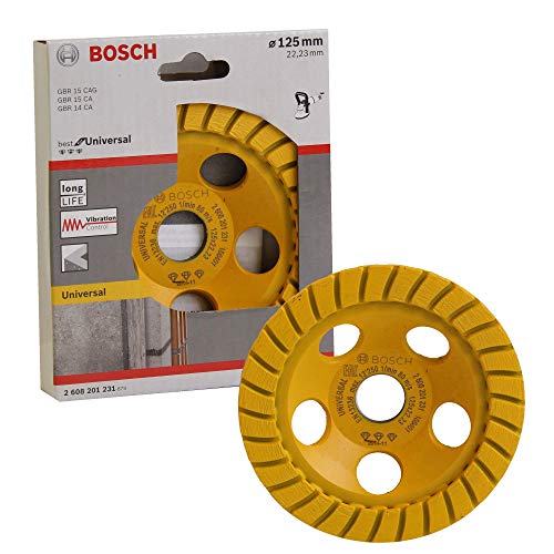 Bosch 2608201231 Diamond Grinding Head, Best for Universal Turbo, 125mm x 22.23mm x 5mm, Yellow