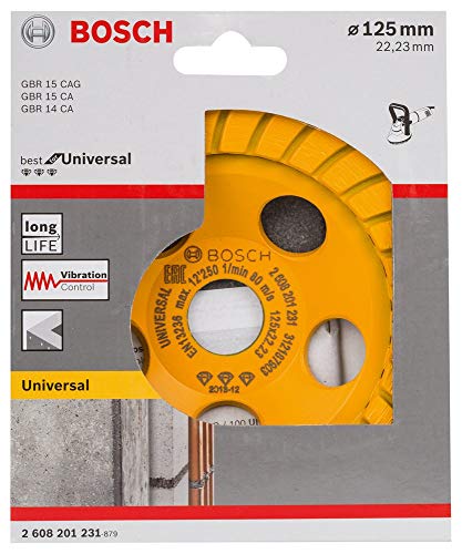 Bosch 2608201231 Diamond Grinding Head, Best for Universal Turbo, 125mm x 22.23mm x 5mm, Yellow