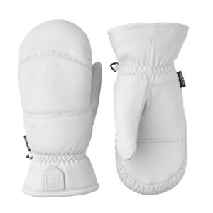 hestra winter ski gloves: mens and womens leather box cold weather mittens, off white, 7