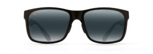 maui jim men's and women's red sands polarized rectangular sunglasses, matte black/neutral grey, large