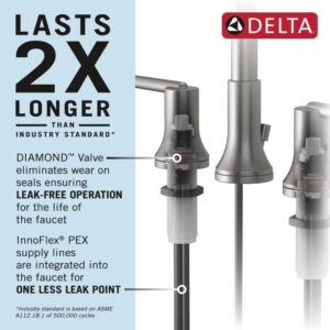 Delta Faucet Ashlyn Widespread Bathroom Faucet Chrome, Bathroom Faucet 3 Hole, Diamond Seal Technology, Metal Drain Assembly, Chrome 3564-MPU-DST