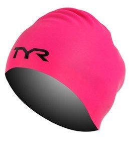 tyr long hair wrinkle free silicone swim cap - flourescent pink