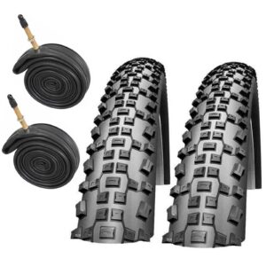 schwalbe rapid rob 26" x 2.10 mountain bike tyres with presta tubes (pair)