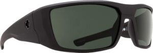 spy optic dirk wrap sunglasses, soft matte black/happy gray/green, 64 mm