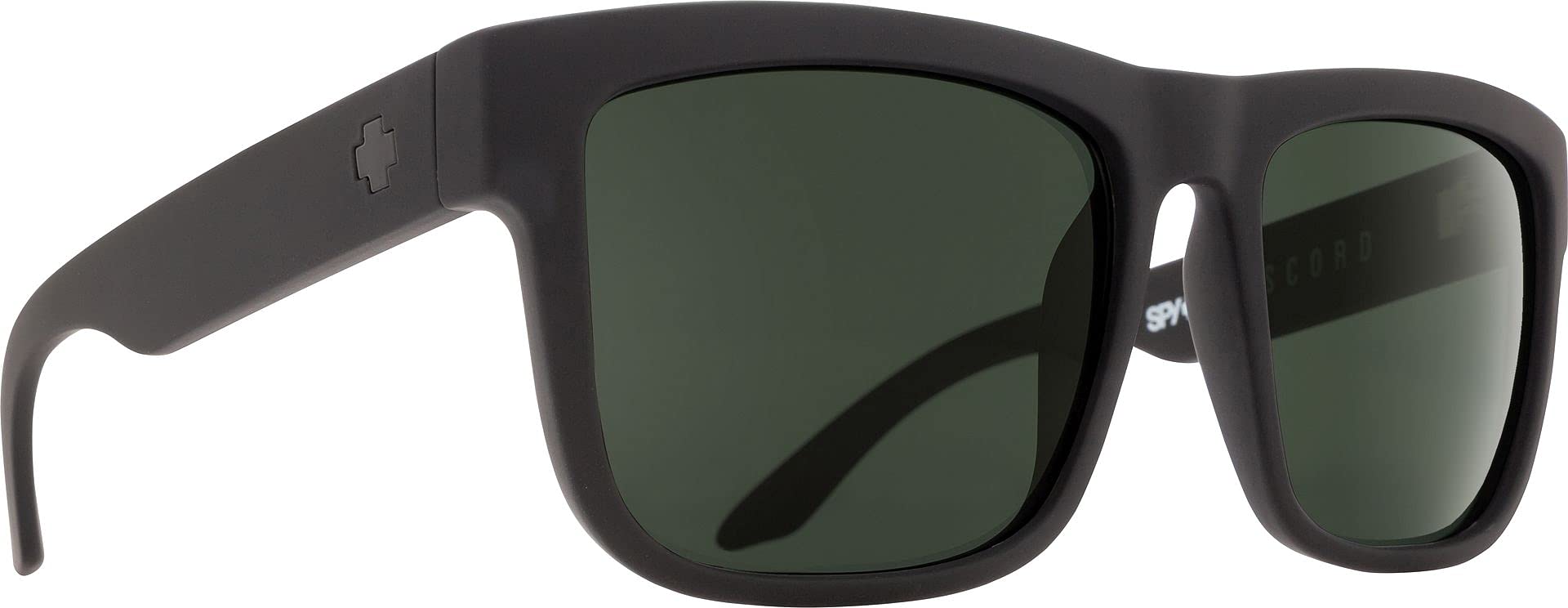 Spy Optic Discord Square Sunglasses, Soft Matte Black/Happy Gray Green, 57 mm