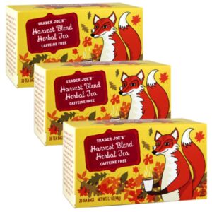 trader joe's harvest blend herbal tea cafeeine free 20 tea bags (pack of 3)